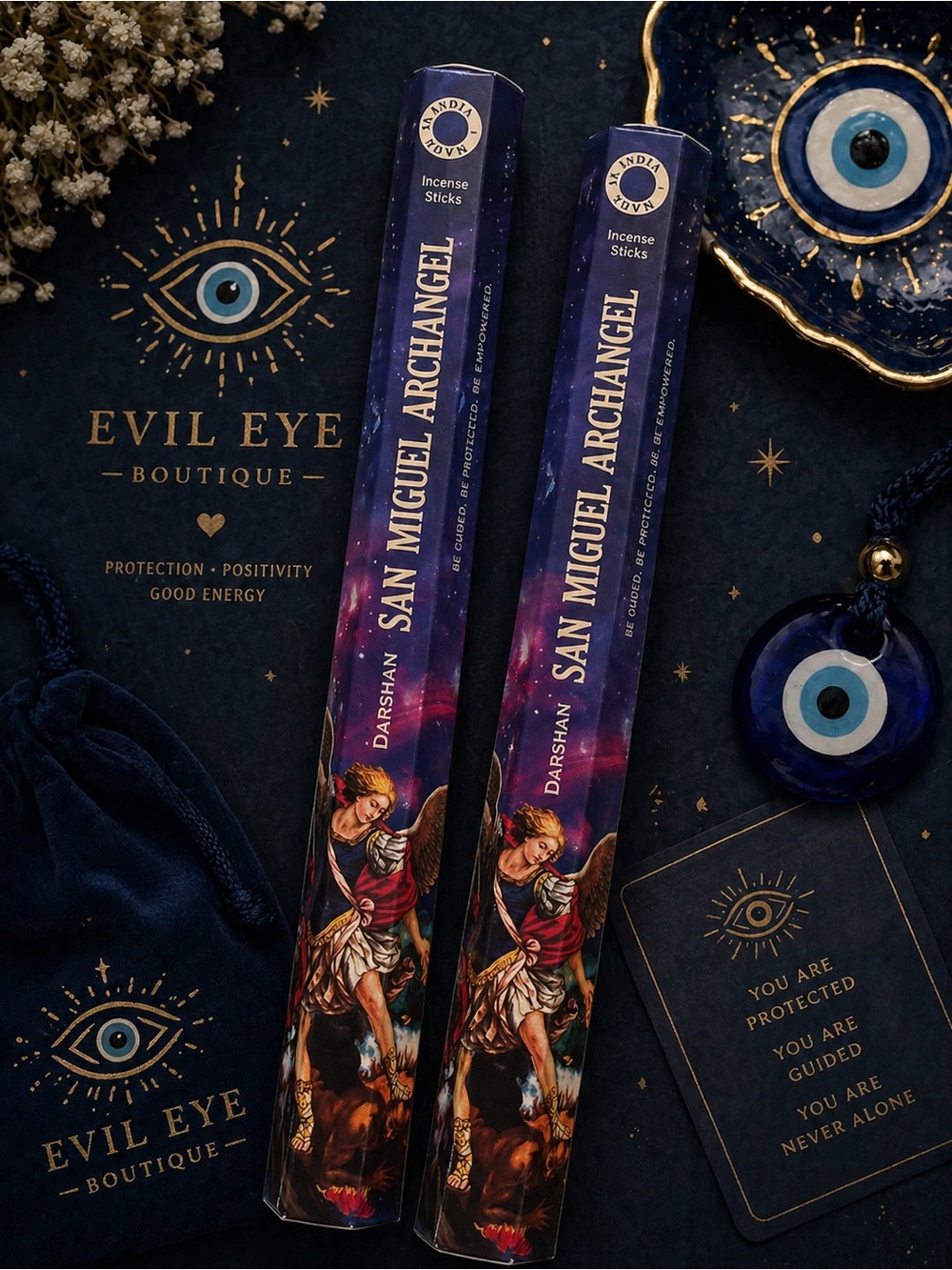 San Miguel Archangel Incense Sticks - Deep Blue & Purple Packaging